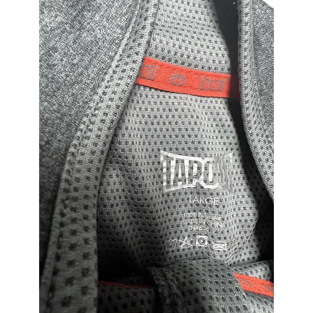 TapOut 1/4 Zip Pullover Men's Large Long Sleeve TapOut Spell Out Mock Neck Gray - Picture 8 of 12